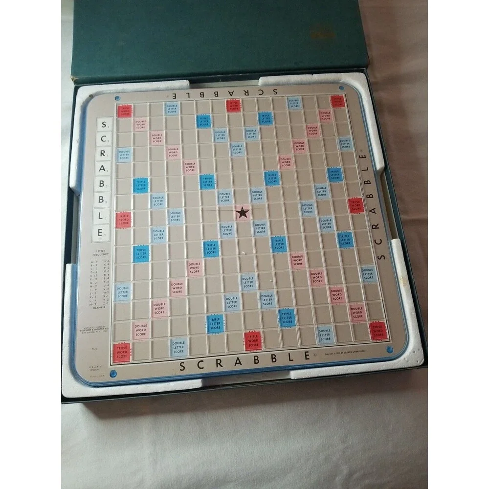 Vintage 1977 Deluxe Edition Scrabble Complete Selchow & Righter Blue Box Game